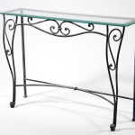 table console fer forge verre