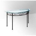 table console fer forge verre