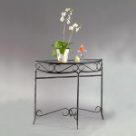 table console fer forge verre