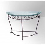 table console fer forge verre