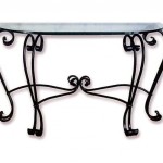 table console fer forge verre