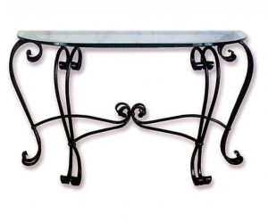 table console fer forge verre