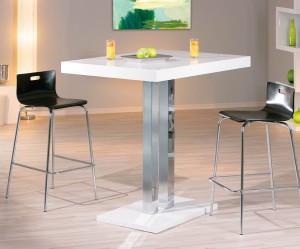 table de bar design laquee blanche voka