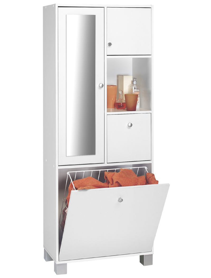 armoire salle de bain avec panier a linge