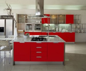 buffet de cuisine rouge but