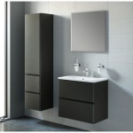 meuble haut salle de bain + noir laque