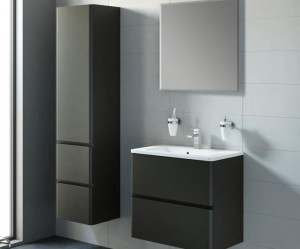 meuble haut salle de bain + noir laque