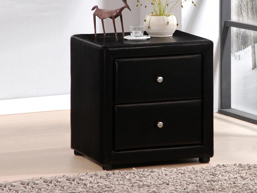 table de chevet noir laque