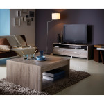 meuble tv bas en bois 2 tiroirs + 1 niche l138.6xp42.3xh45.9cm stanley