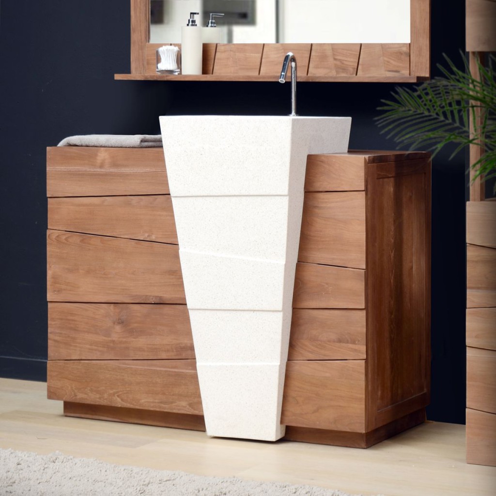 meuble vasque teck massif