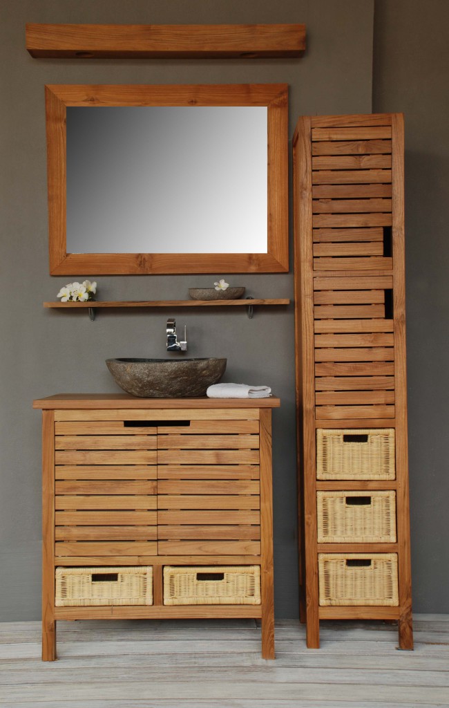 meuble vasque teck massif