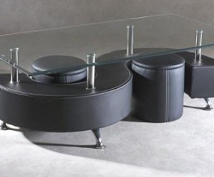 table basse s lidos avec 2 poufs decor wenge