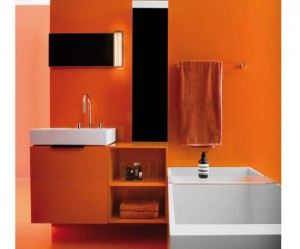 armoire salle de bain orange