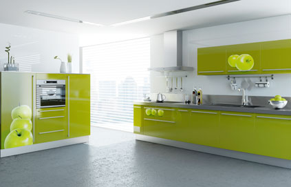 buffet de cuisine vert anis