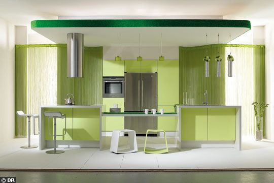 buffet de cuisine vert anis