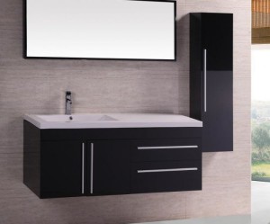 meuble salle de bain noir laque