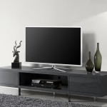 meuble tv bas laque gris