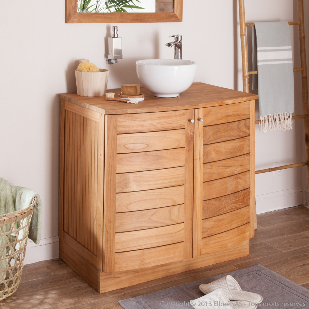 meuble bas salle de bain teck