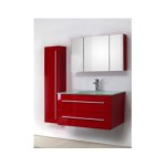 meuble salle de bain rouge