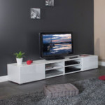 meuble tv bas long blanc