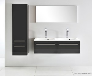 armoire salle de bain gris laque