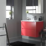 meuble haut salle de bain rouge