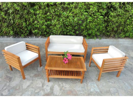 fauteuil bois salon de jardin