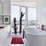 tapis salle de bain rouge et noir
