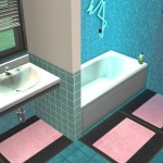 tapis salle de bain vieux rose