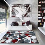 tapis salon gris et rouge