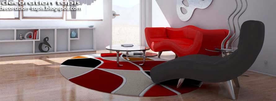 tapis salon gris et rouge